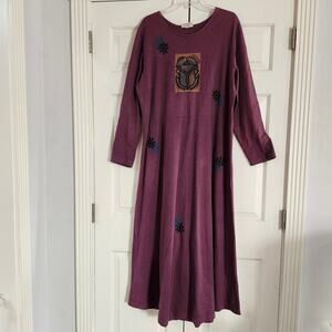 Julianne purple unique print dress long sleeve sz M